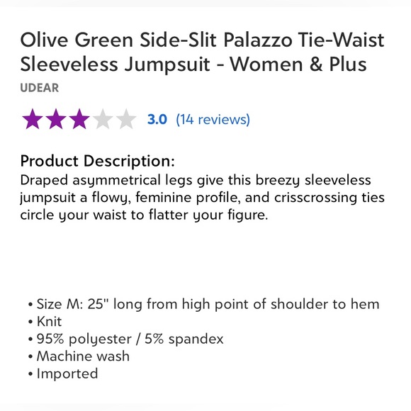 Brand new, size large, side slit, palazzo pants, jumpsuit - Picture 2 of 2